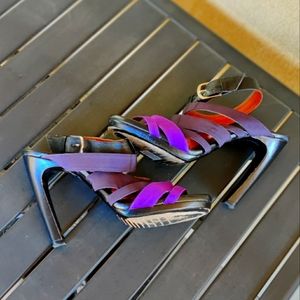 Dries van Noten Purple Ankle Cuff Strappy Heels